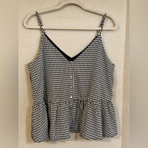 Jun & Ivy black and white gingham tank blouse size medium